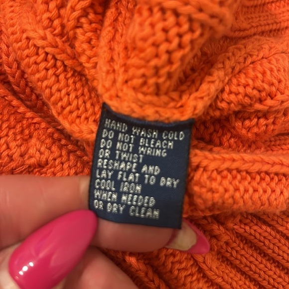 Polo Ralph Lauren Cable Knit Jumper Orange Pullover Sweater unisex - Picture 8 of 15